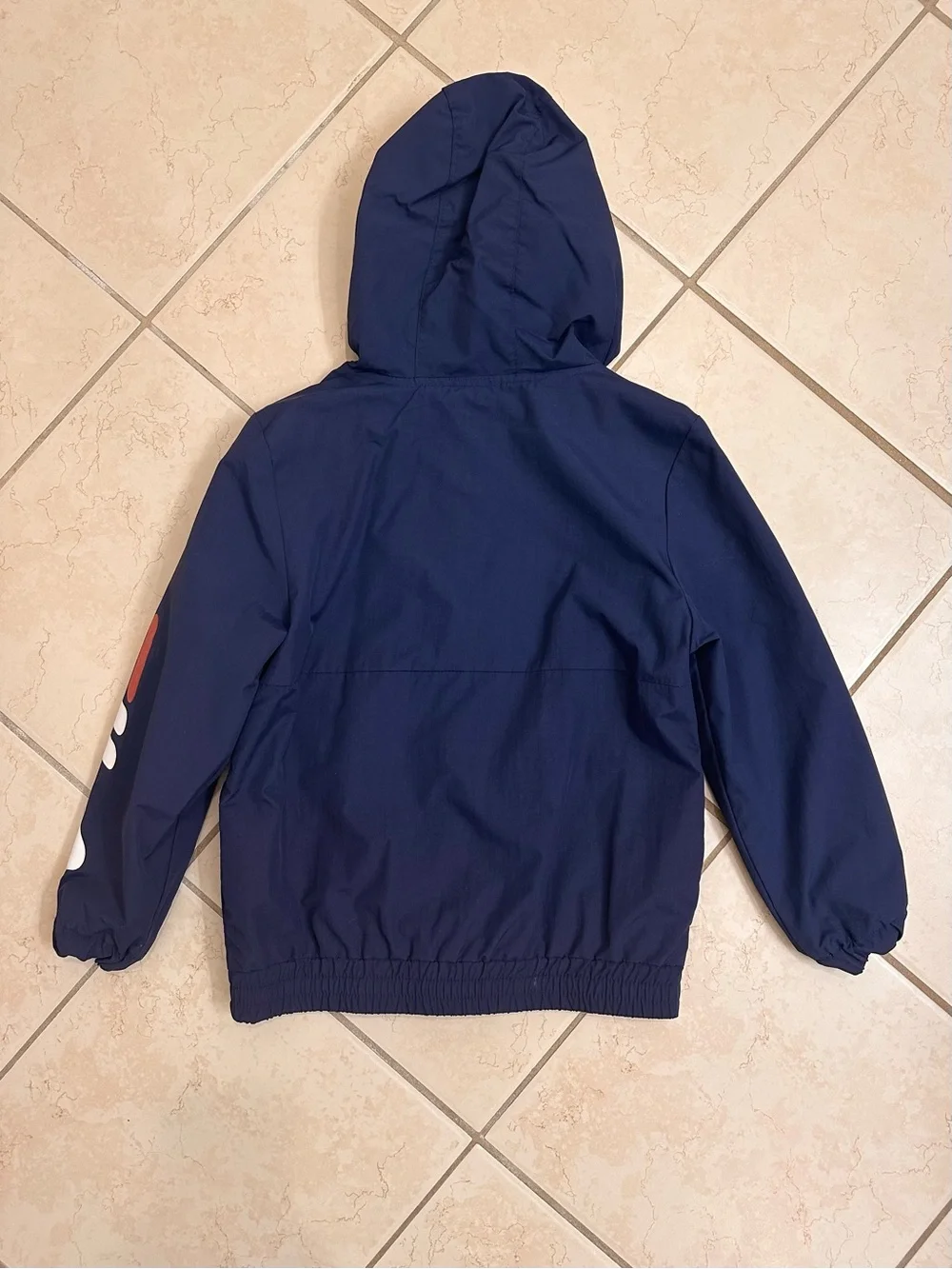 Fila Navy Hooded Kids Jacket with Red Zip and White Logo